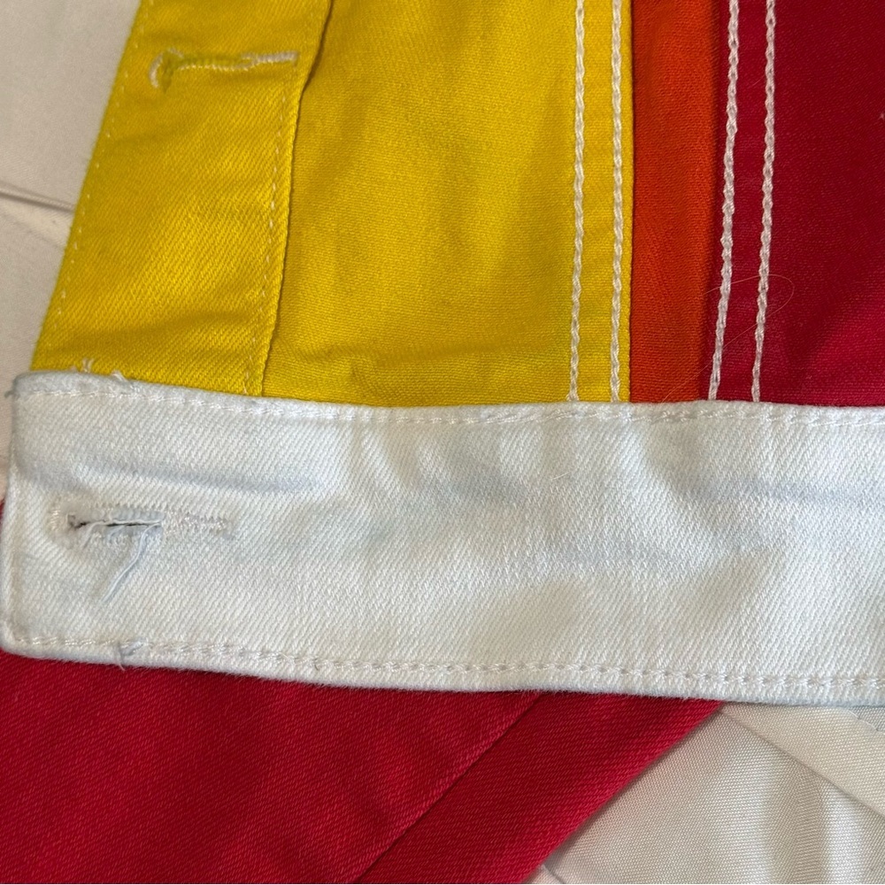 “SOLD” Torrid Always Proud White Denim Jacket Cropped Rainbow Color Block - Picture 5 of 9